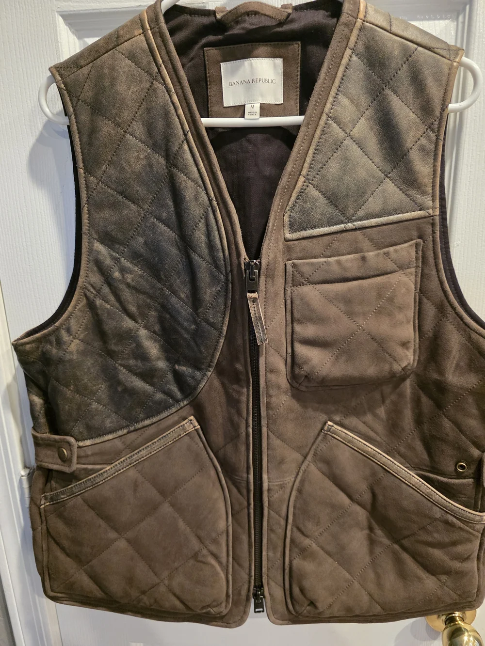 Banana Republic Quilted Brown Leather Vest for Men